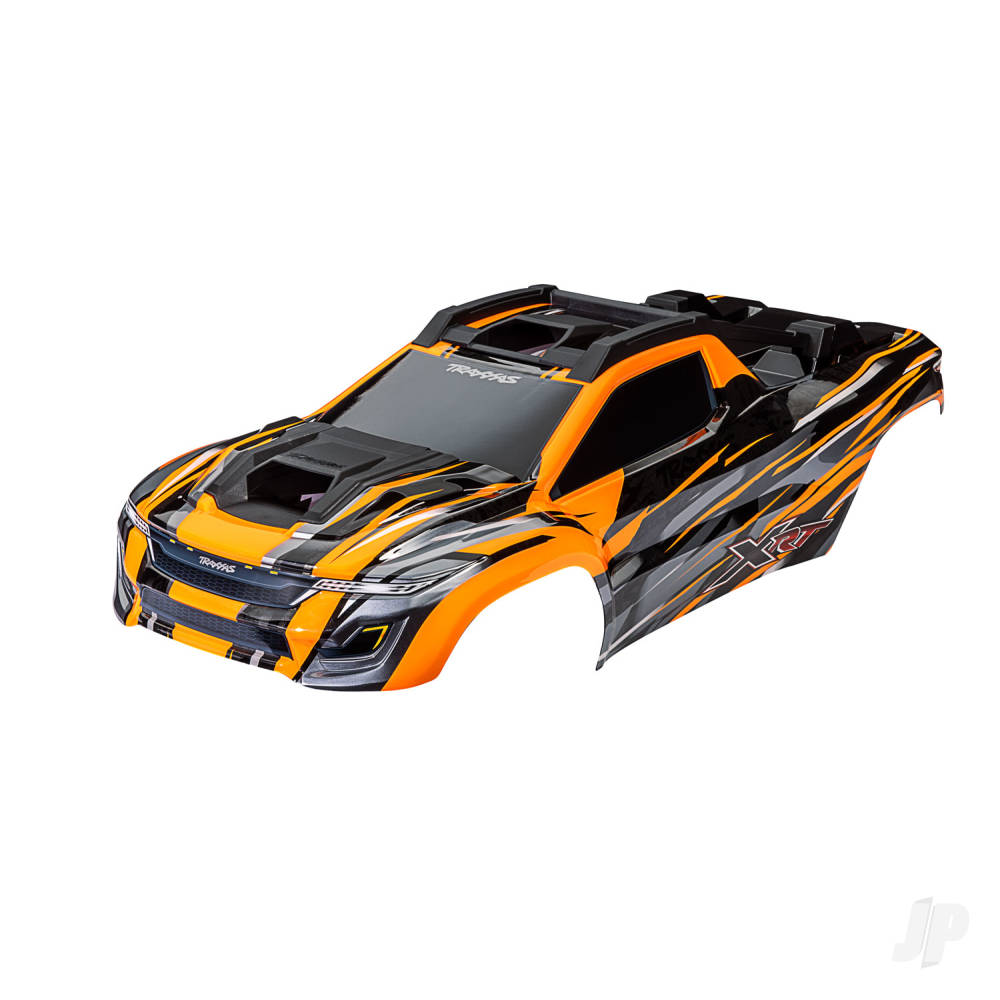 Traxxas Body, XRT, orange (painted, decals applied) (assembled with front & rear body supports for clipless mounting, roof & hood skid pads) TRX7812T