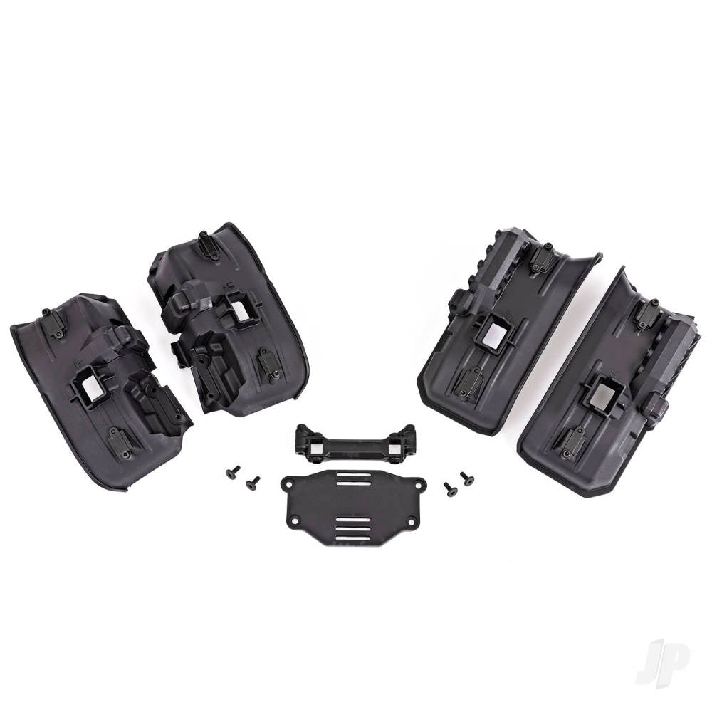 Traxxas Fenders, inner (wide), front & rear (2 each)/ rock light covers (8)/ battery plate/ 3x8 flat-head screws (4) (for clipless body mounting) TRX8072X