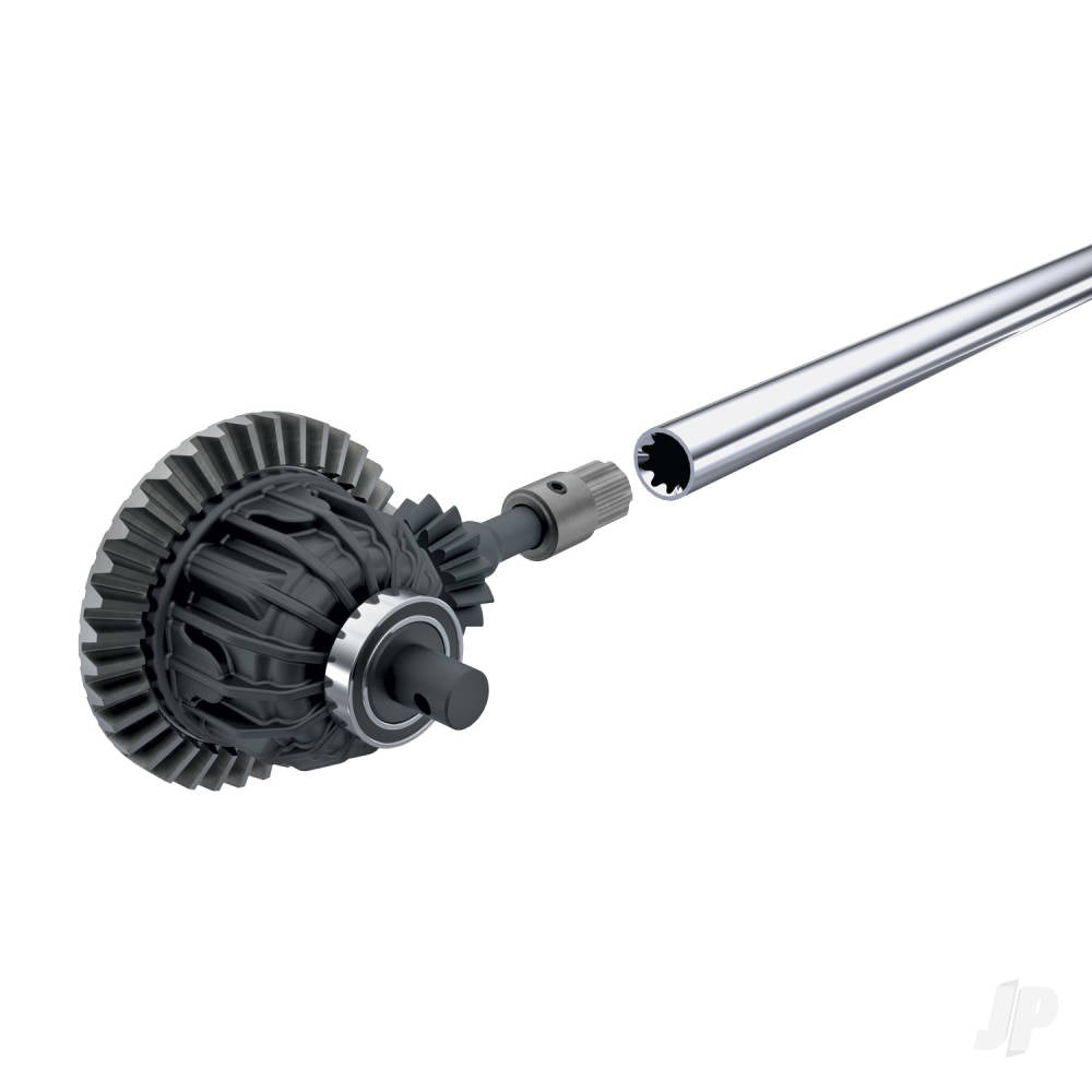 Traxxas Green Maxx monster truck transmission assembly showing gearbox and drive shaft components