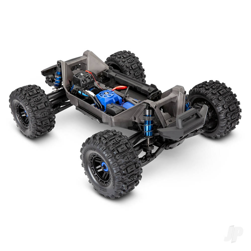 Traxxas WideMaxx monster truck 1/10 4X4 Rock-N-Roll chassis with blue and black components.
