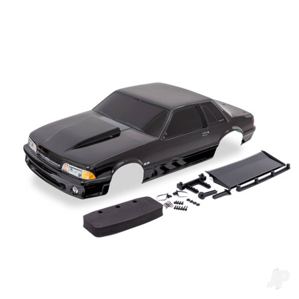 Traxxas Body, Ford Mustang, Fox Body, black (painted, decals applied) (inc - TRX9421A Main