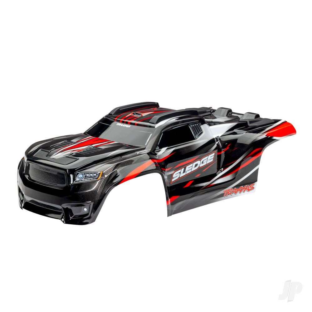 Traxxas Body, Sledge, red / window, grille, lights decal sheet (assembled with front & rear body mounts and rear body support for clipless mounting) TRX9511R