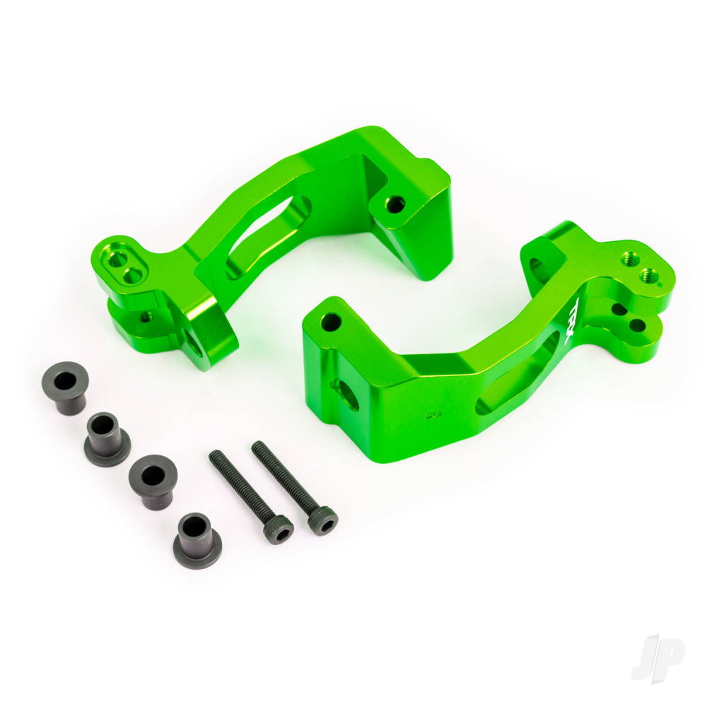 Traxxas Caster blocks (c-hubs), 6061-T6 aluminium (green-anodised), left & right/ kingpin bushings (4) TRX9532G