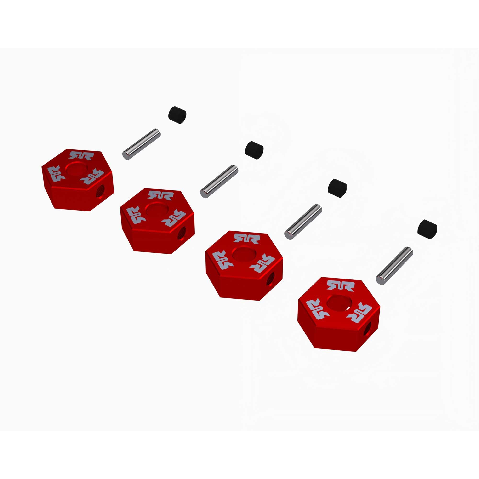 12mm Wheel Hex Set, Metal (4), Red