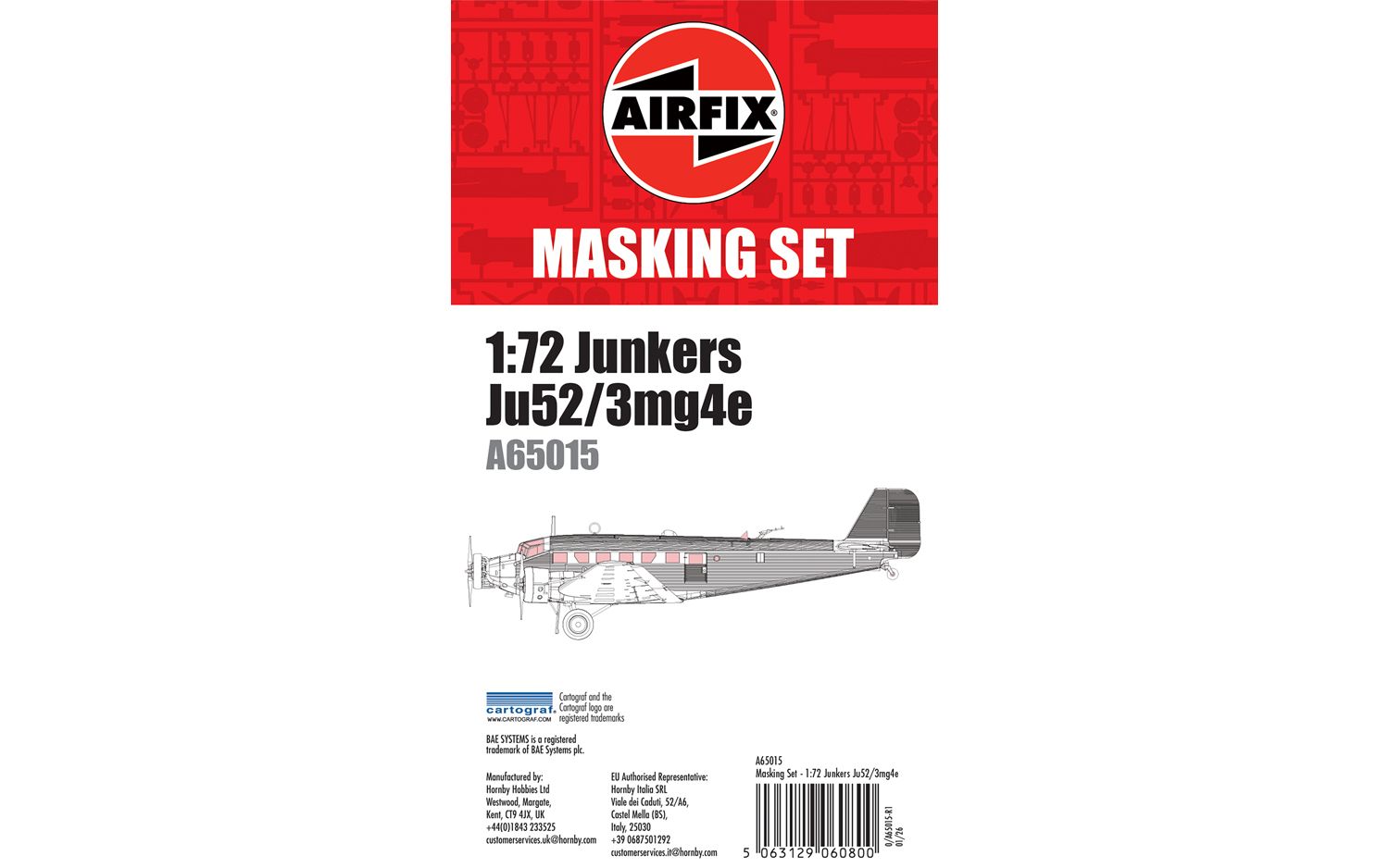 Airfix Masking Set - Junkers Ju52/3Mg4E - 1:72 Scale A65015