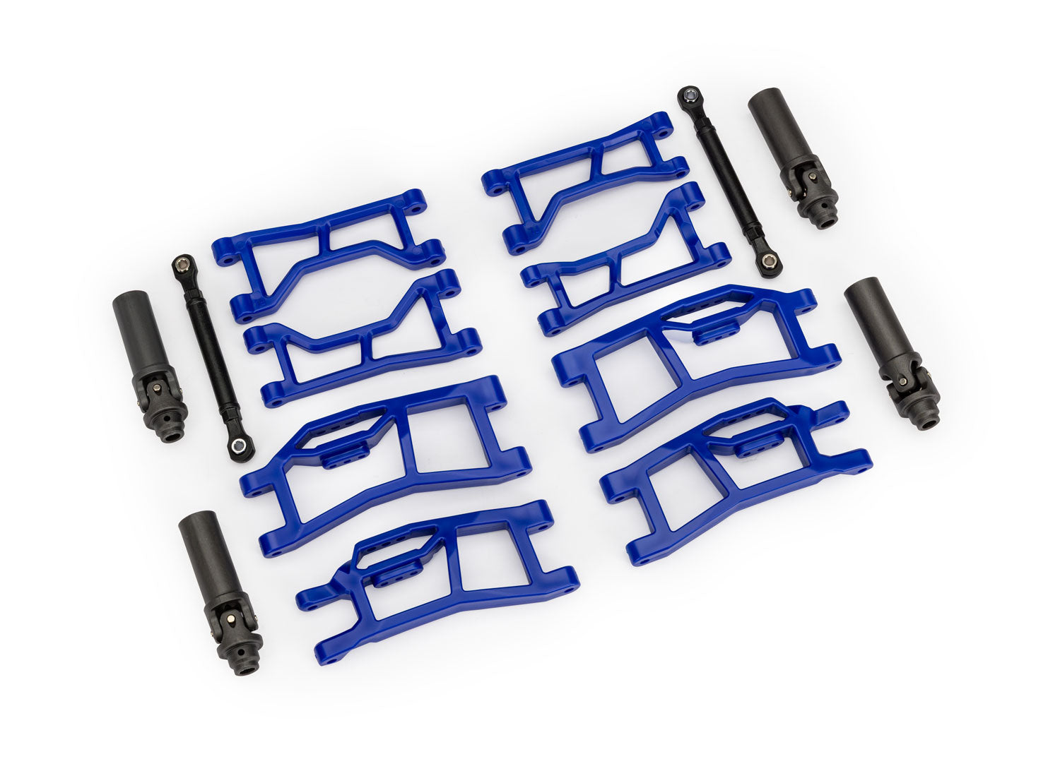 Suspension kit, Mini Maxx WideMaxx, blue (includes front & rear suspension arms, front toe links & outer half shafts (extended))
