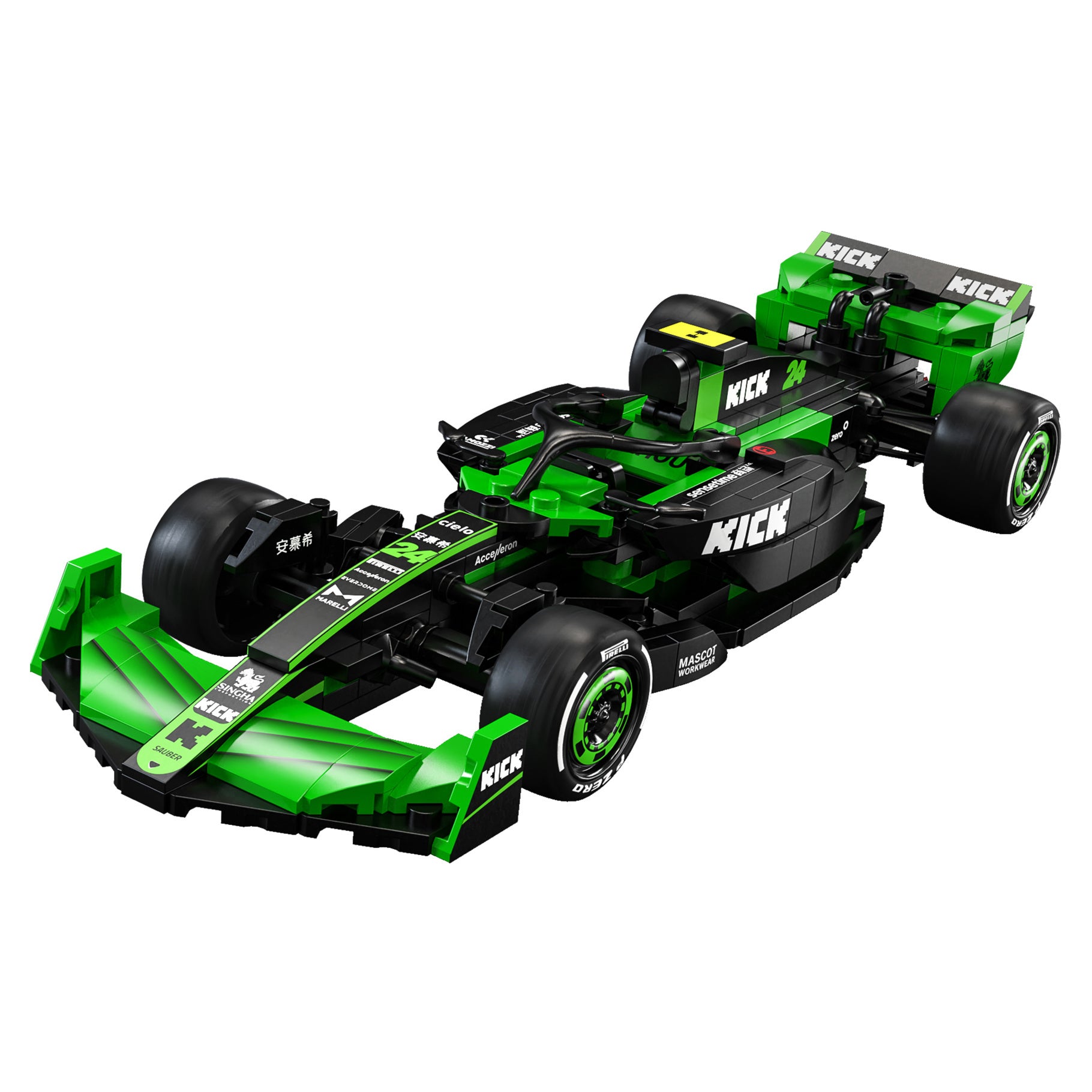 CaDa KICK Sauber F1 Team C44 model in fluorescent green and black color design.