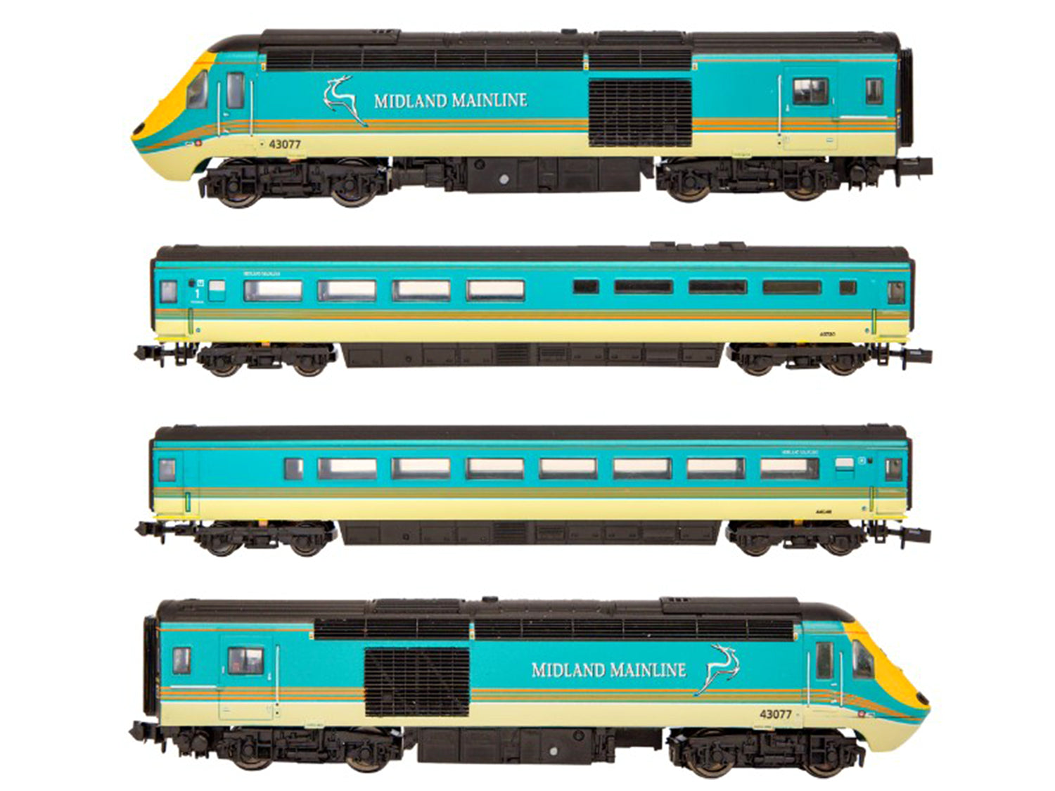 Dapol Class 43 HST 4 Car Set 43066/077 Midland Mainline DA2D-019-015