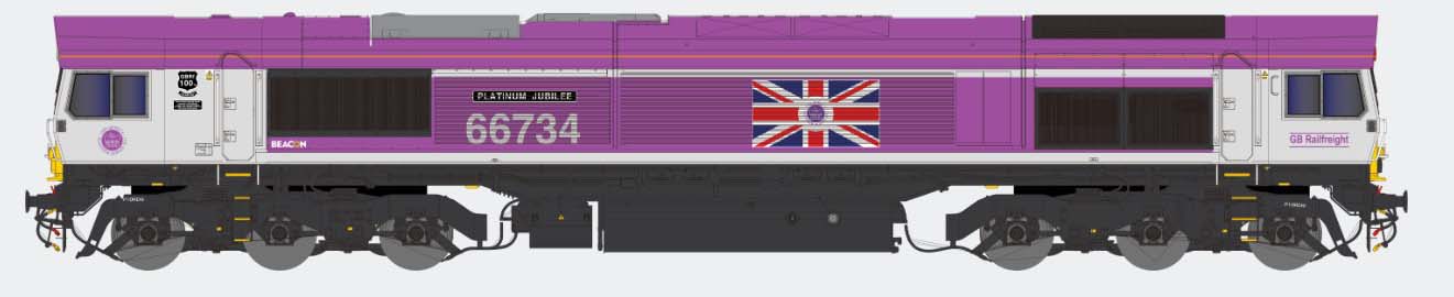 Dapol Class 66 734 'Platinum Jubilee' GBRf Pink (DCC-Fitted) DA2D-066-006D