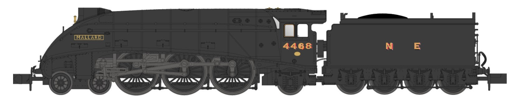 Dapol A4 4468 'Mallard' NE Wartime Black (DCC-Fitted) DA2S-008-020D