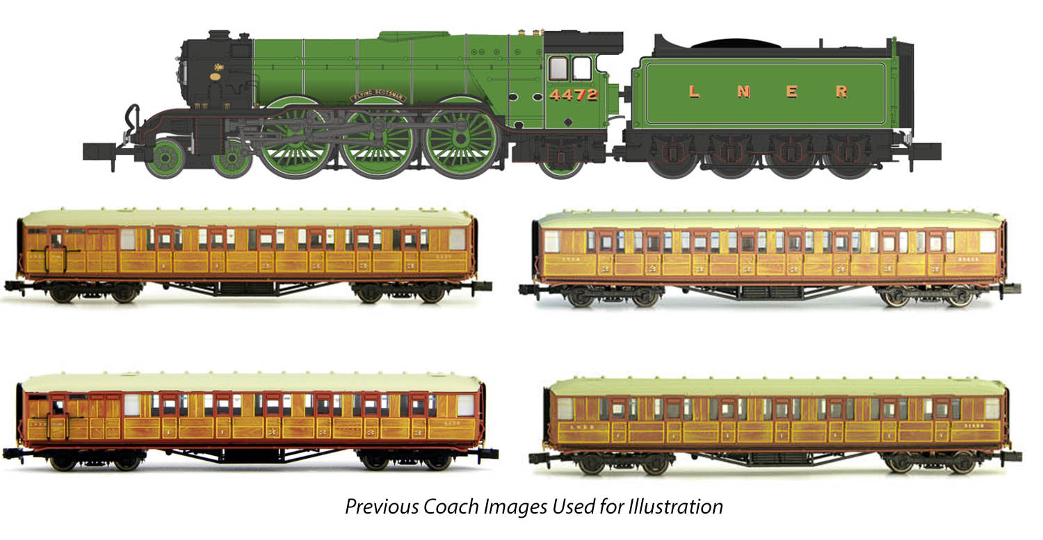 Dapol A1 4472 Flying Scotsman LNER Green Train Pack (DCC-Fitted) DA2S-011-010D