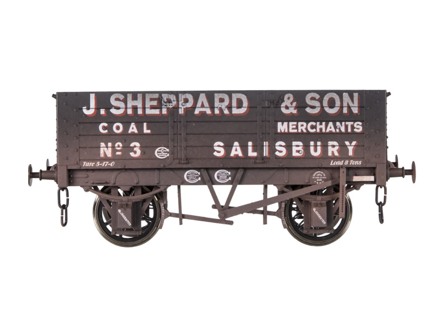 Dapol 5 Plank Wagon 9' Wheelbase J Sheppard No.3 Weathered DA7F-052-010W