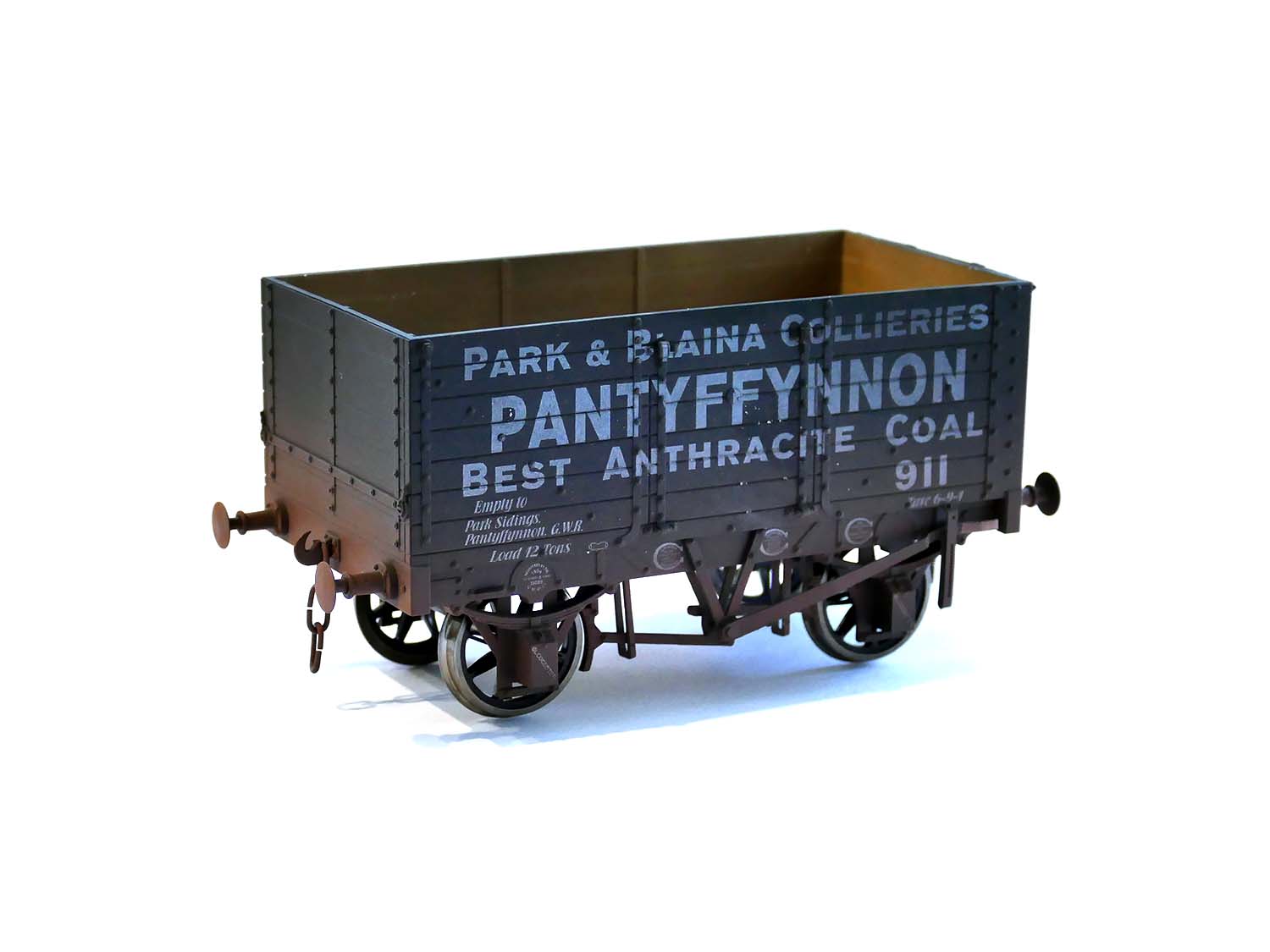 Dapol 7 Plank Wagon 9' Wheelbase Pantyffynnon 911 Weathered DA7F-073-016