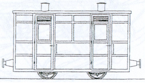 Dundas Models Victorian 2 Compartment Panelled 4 Wheel Coach Kit DM67