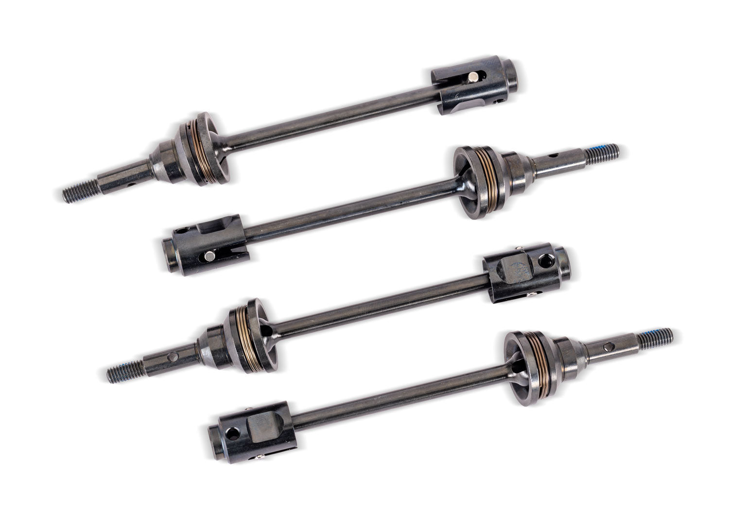 Driveshafts, steel constant-velocity (assembled), front or rear (4), drive cups (4), screw pins (4) (for use with #10790 Mini Maxx WideMaxx suspension kit)