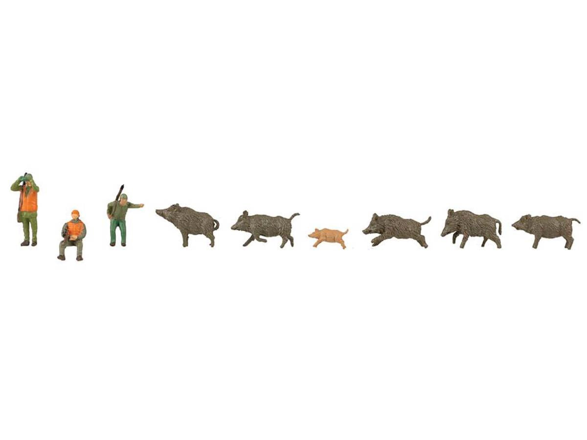 Faller Hunters (3) & Wild Boar (6) Figure Set FA151701