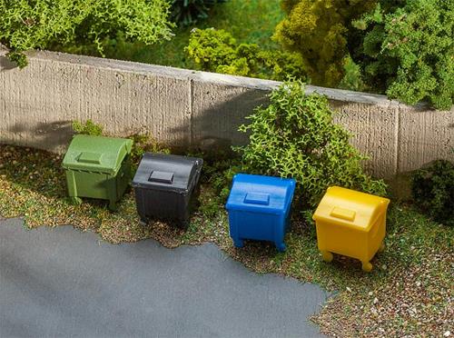 Faller Industrial Wheelie Bin Set (4) Kit IV FA180343