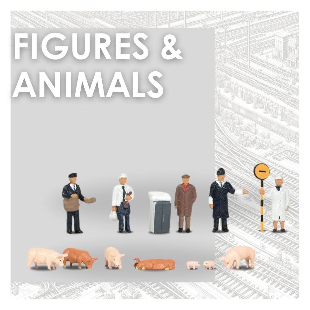 figures and animals including oo gauge, n gauge, and tt:120 gauge