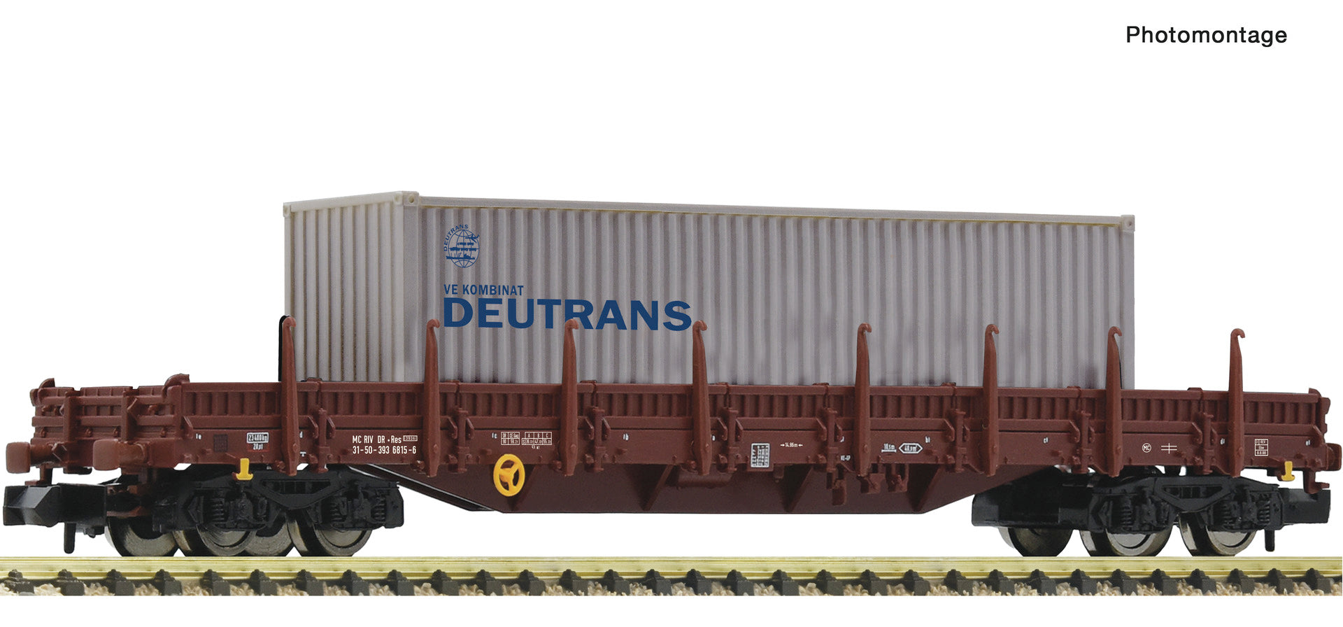 Fleischmann DR Res Swivel Stake Wagon w/Deutrans Container Load IV FM6660045