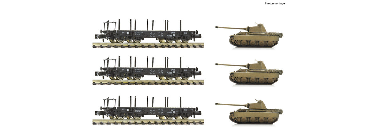 Fleischmann DRB Ssy Wagon Set w/Panther Tank Load (3) II FM845606