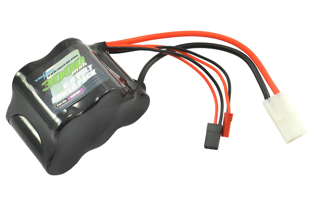 Voltz 3000Mah 6.0v Receiver Sub-C Pack Hump Battery W/Bec/Jr Plug