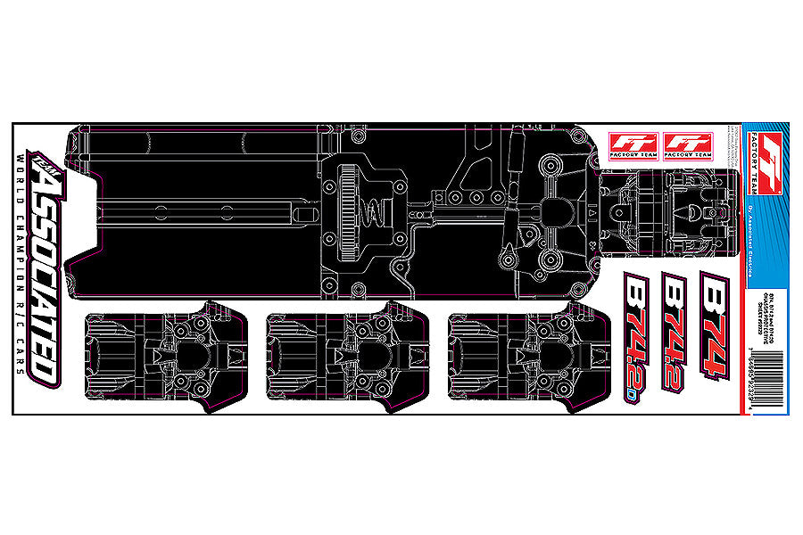 TEAM ASSOCIATED RC10B74.2 FT CHASSIS PROTECTIVE SHEET, PRINT