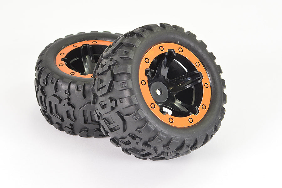 FTX Tracer Monster Truck Orange Wheel/Tyres Complete (Pr) FTX9742