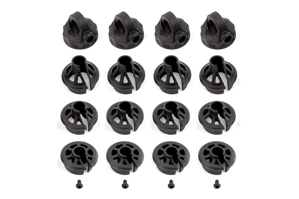 Team Associated B6.1/B74 Shock Caps And Spring Cups AS91814