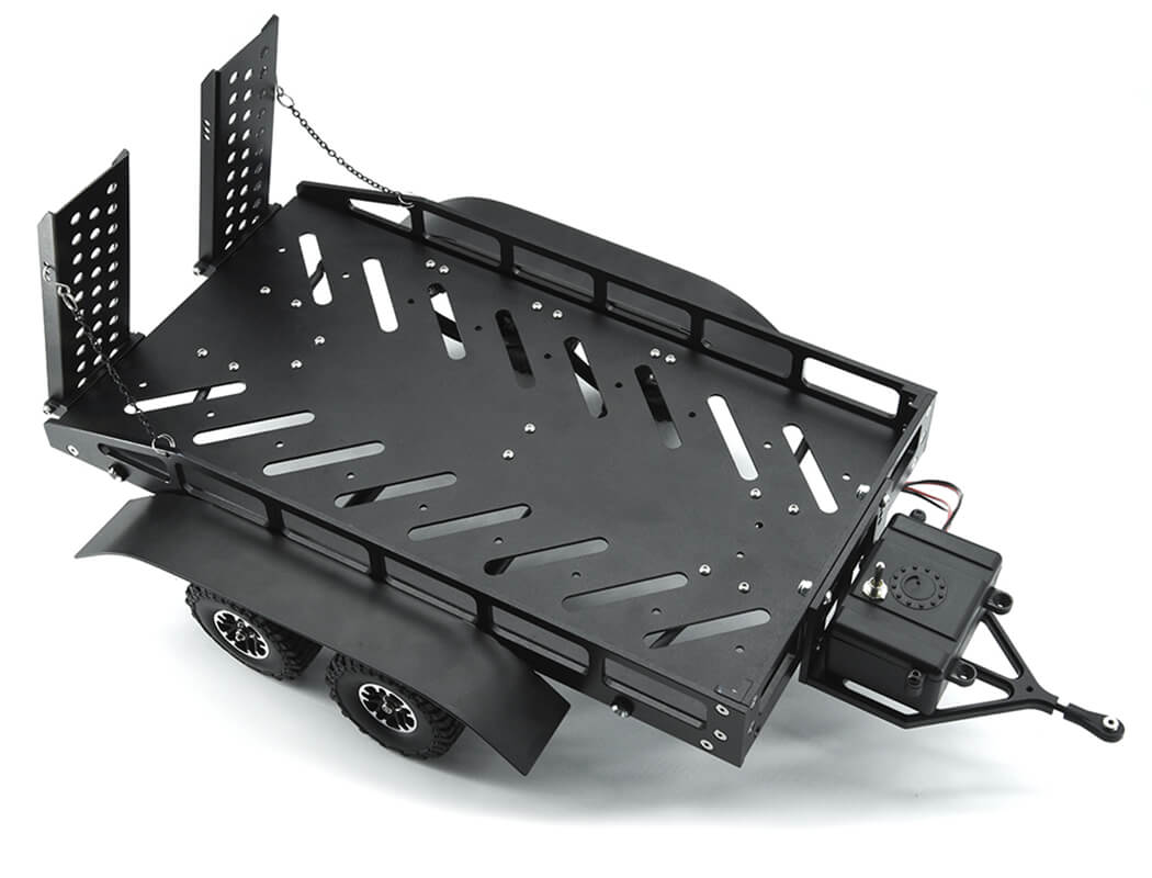 Fastrax Dual-Axle Trailer W/Ramps & Leds (Med 1/12-1/18) - Black FAST2372MBK