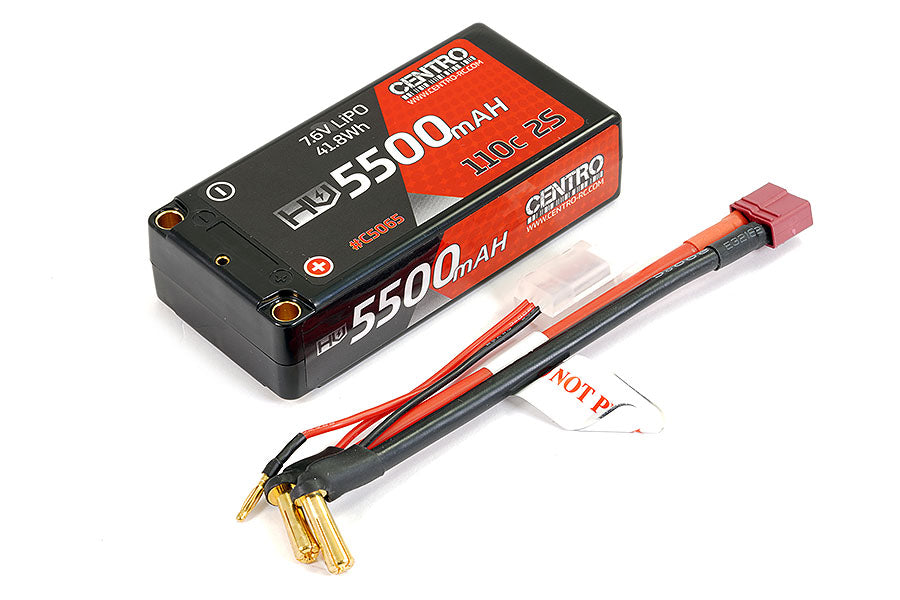 CENTRO HV 2S 5500MAH 7.6V 110C HARDCASE SHORTY LIPO BATTERY