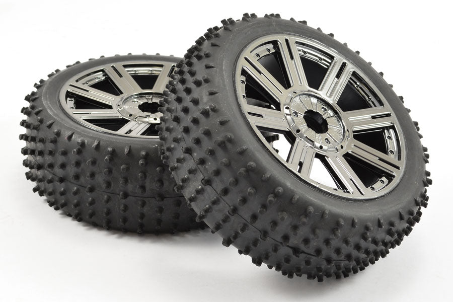 Fastrax 1/8 Lugger Mounted On 8-Spoke Black Chrome (Pr) FAST1010BC