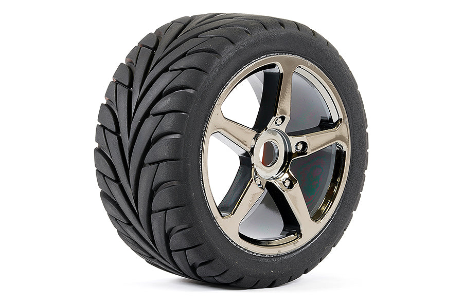 Fastrax 1/8 Truggy Eagle Mtd 5-Spoke Bk Chrome 0 Offset(Pr) FAST1092BC-0