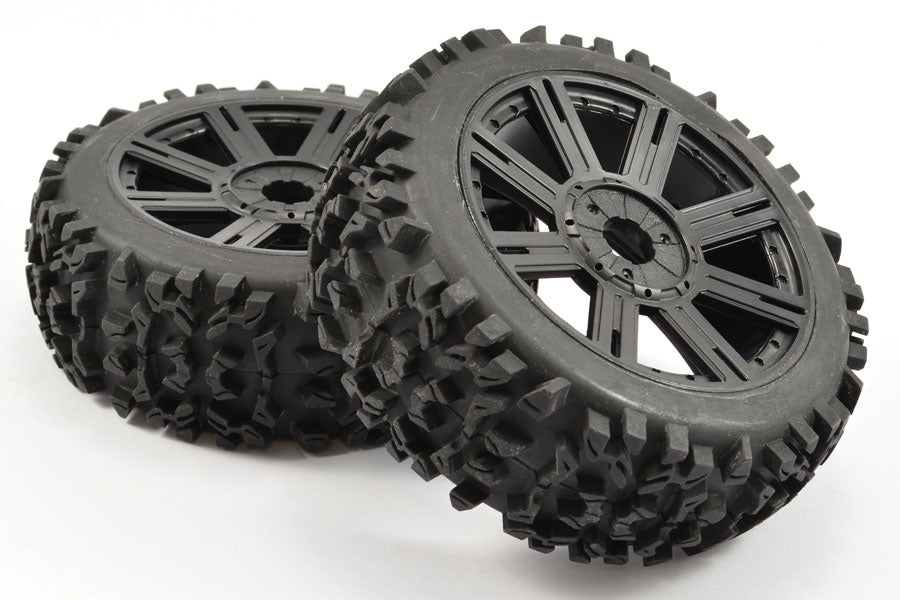 Fastrax 1/8 Maze Block Mounted On 8-Spoke Black (Pr) FAST1005B