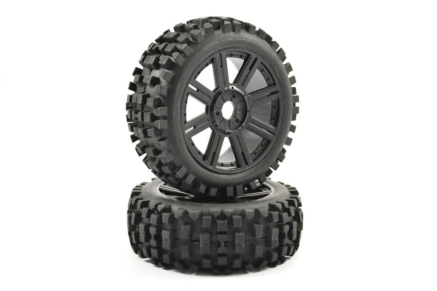 FASTRAX 1/8 ROCK BLOCK MOUNTED ON 8-SPOKE BLACK (PR)