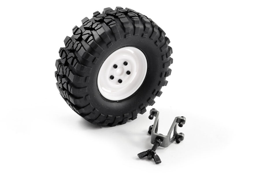 Ftx Outback Spare Tyre Mount & Tyre/Steel Look Lug Wheel White