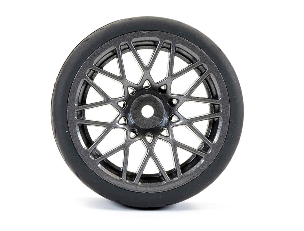 Fastrax 1/10 Street/Tread Tyre Star Spoke Gun Metal Wheel Complete Set Of 4