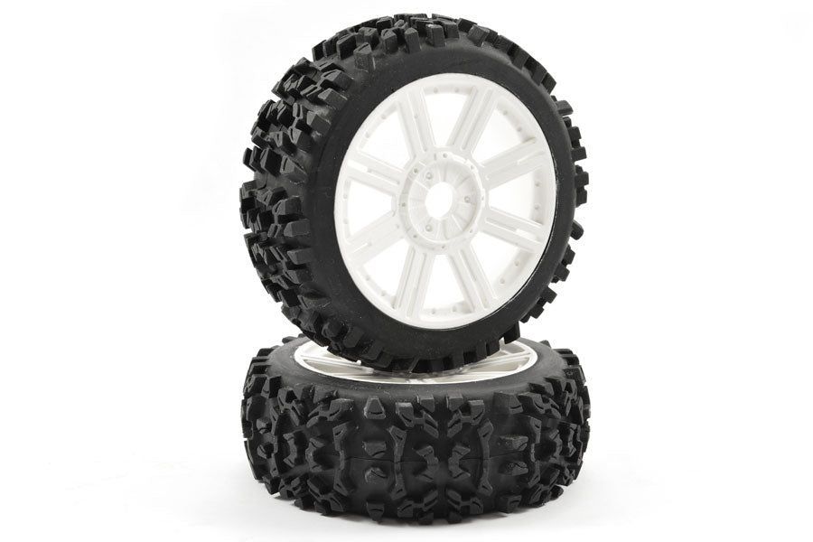 Fastrax 1/8 Maze Block Mounted On 8-Spoke White (Pr) FAST1005W