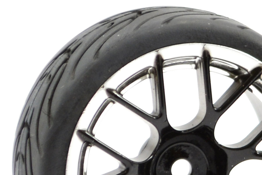 Fastrax 1/10 Street/Tread Tyre 14Sp Black/Chrome Wheel