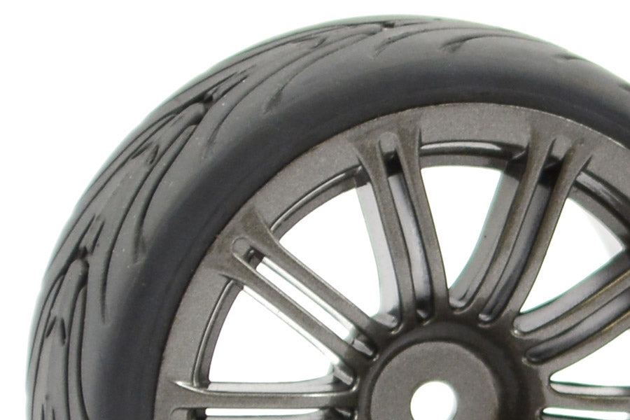 Fastrax 1/10 Street/Tread Tyre 20Sp Gun Metal Wheel