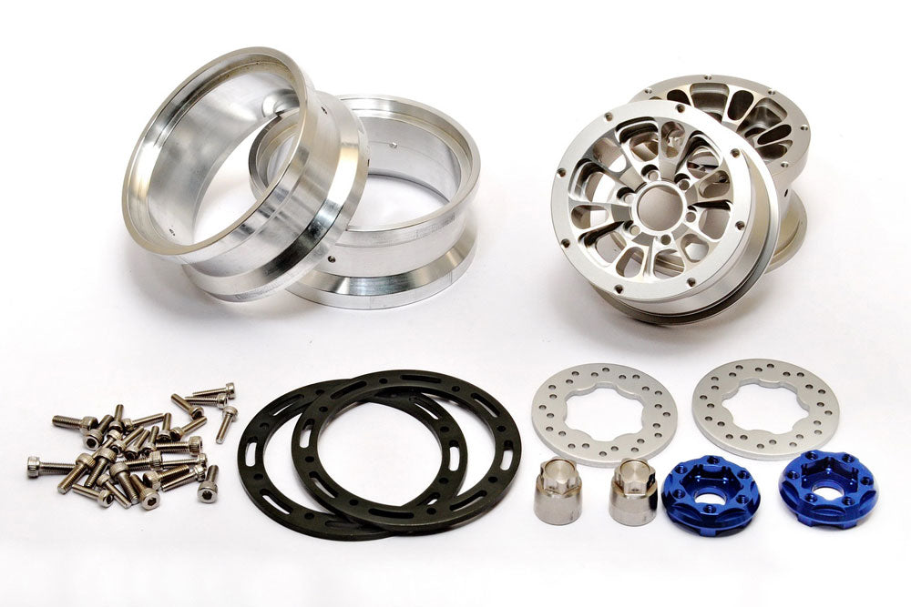 Hobao Dc-1 Cnc Alum. Beadlock 1.9" 6-Spoke Wheels Silver (2)