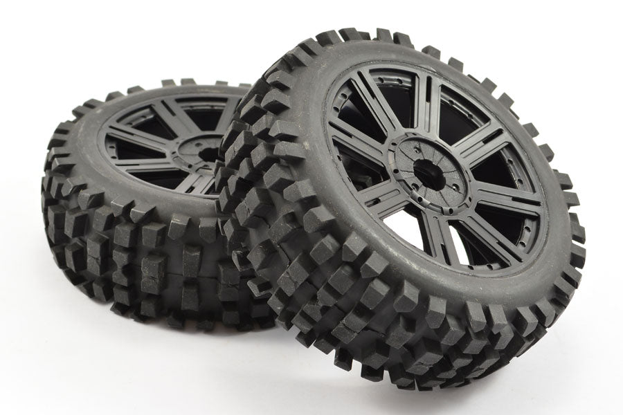 FASTRAX 1/8 ROCK BLOCK MOUNTED ON 8-SPOKE BLACK (PR)