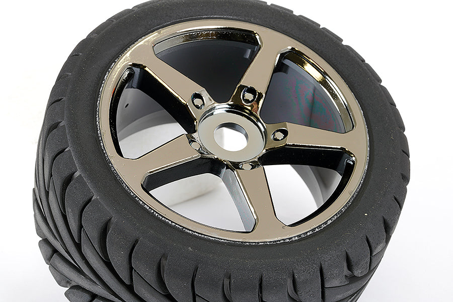 Fastrax 1/8 Truggy Eagle Mtd 5-Spoke Bk Chrome 0 Offset(Pr) FAST1092BC-0