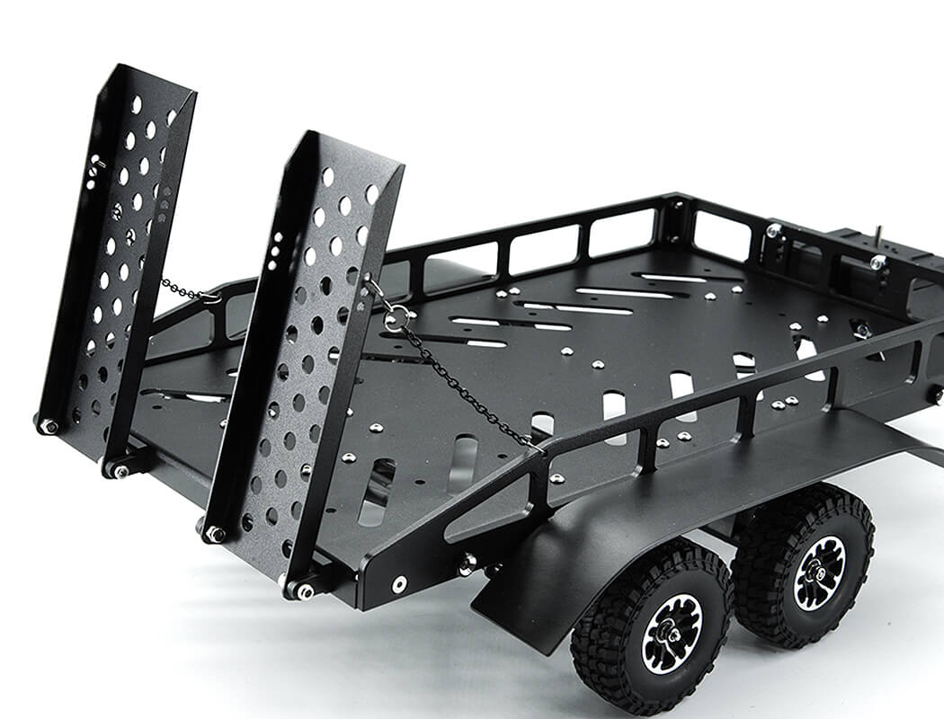 Fastrax Dual-Axle Trailer W/Ramps & Leds (Med 1/12-1/18) - Black FAST2372MBK