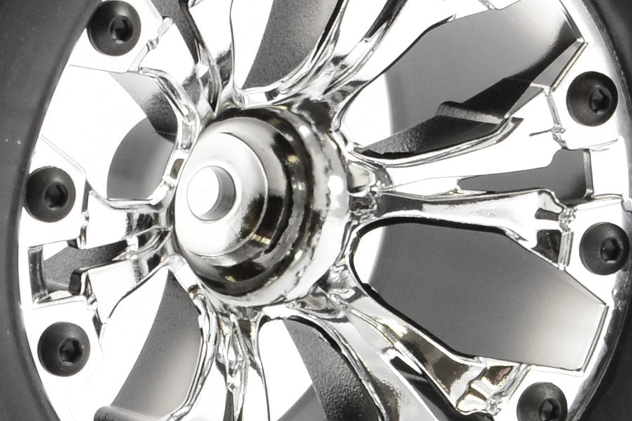 Fastrax 1:10 Mt Arrow Mounted 6-Spoke Chrome 0 Offset (Pr) FAST1231C