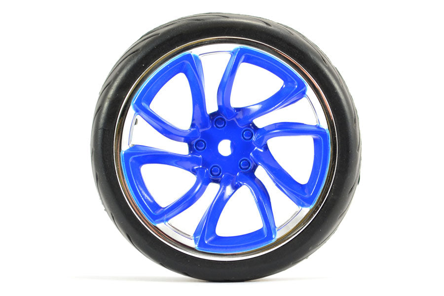 Fastrax 1/10 Street/Tread Tyre Tri-5 Blue/Chrome Wheel