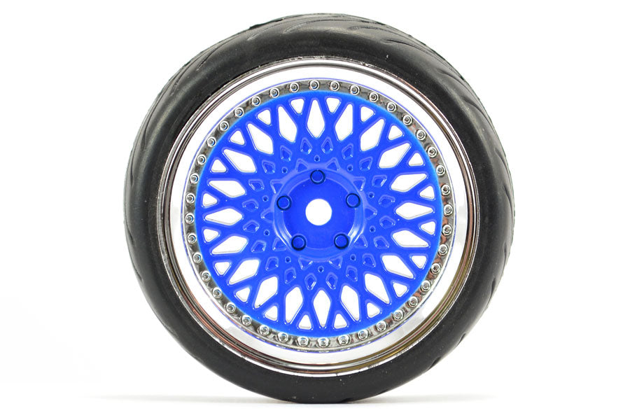 Fastrax 1/10 Street/Tread Tyre Classic Blue/Chrome Wheel