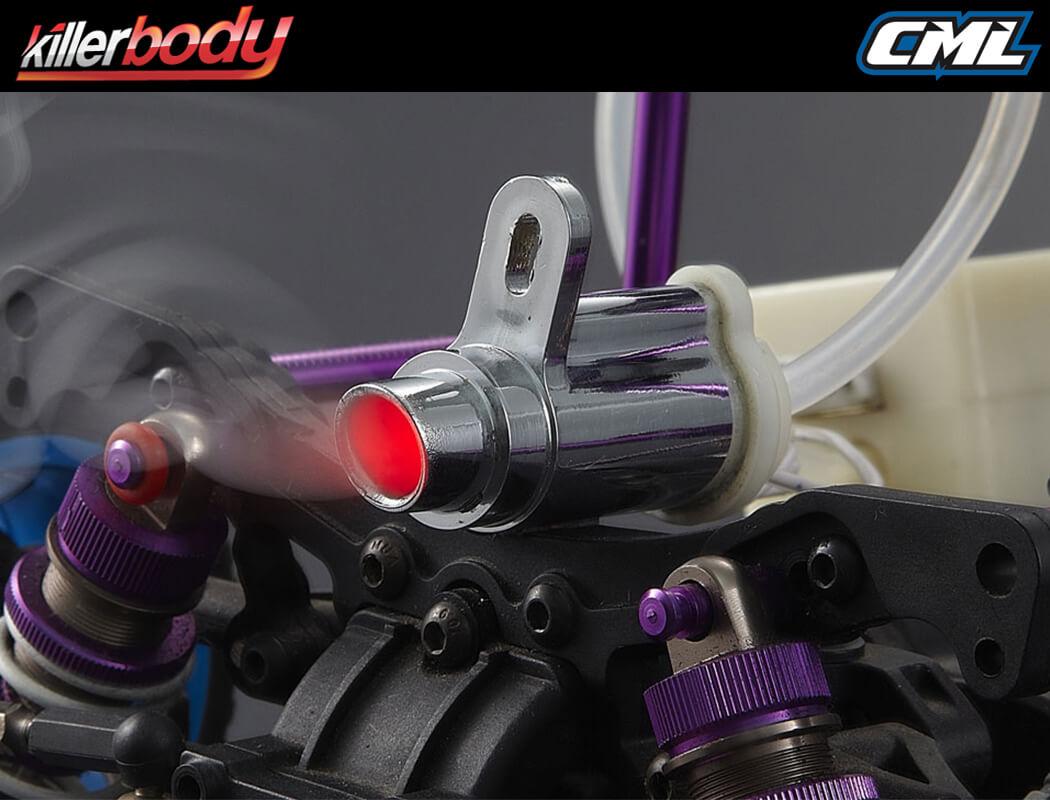 KILLERBODY SMOKY EXHAUST PIPE W/LED UNIT SET FOR 1/10 RC CAR