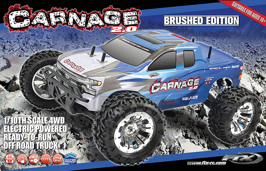 FTX Carnage 2.0 1/10 Brushed Truck 4Wd RTR - Blue FTX5537B