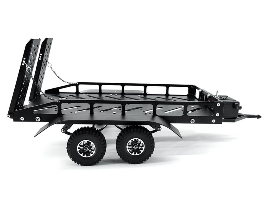 Fastrax Dual-Axle Trailer W/Ramps & Leds (Med 1/12-1/18) - Black FAST2372MBK