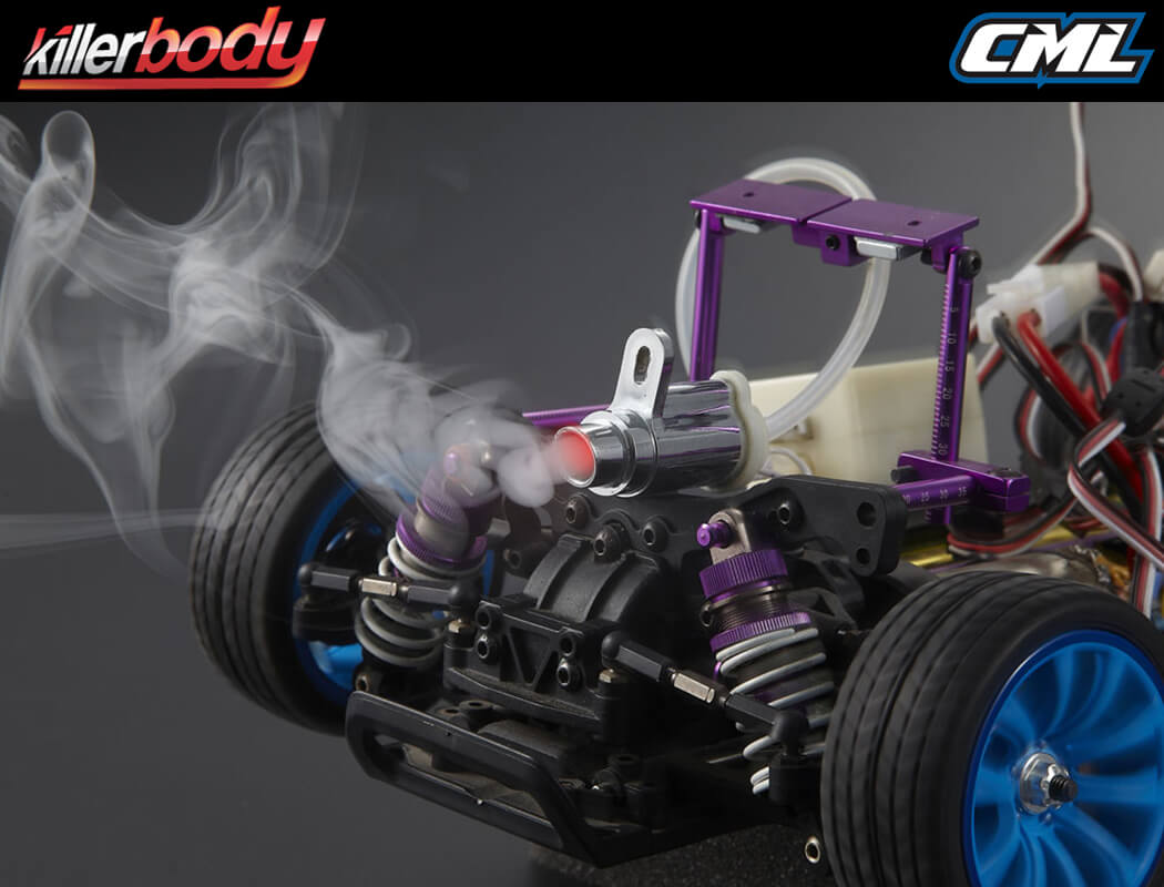 KILLERBODY SMOKY EXHAUST PIPE W/LED UNIT SET FOR 1/10 RC CAR